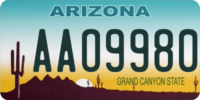 AZ license plate AAO9980