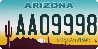 AZ license plate AAO9998