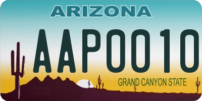 AZ license plate AAP0010