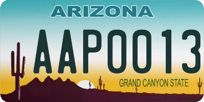 AZ license plate AAP0013
