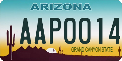 AZ license plate AAP0014