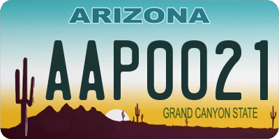 AZ license plate AAP0021