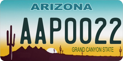 AZ license plate AAP0022