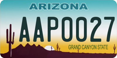 AZ license plate AAP0027