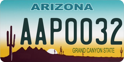 AZ license plate AAP0032