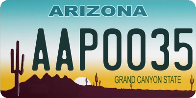 AZ license plate AAP0035