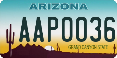 AZ license plate AAP0036