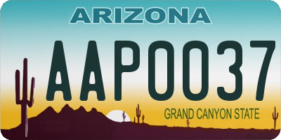 AZ license plate AAP0037