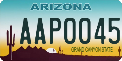 AZ license plate AAP0045
