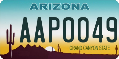 AZ license plate AAP0049