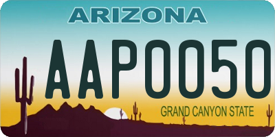 AZ license plate AAP0050