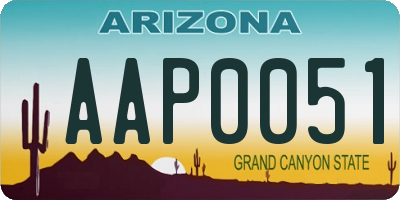 AZ license plate AAP0051