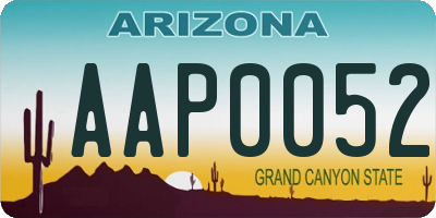 AZ license plate AAP0052