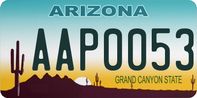 AZ license plate AAP0053