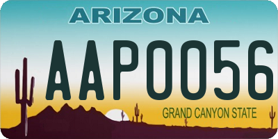 AZ license plate AAP0056