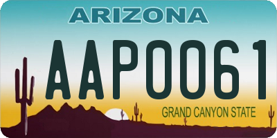 AZ license plate AAP0061