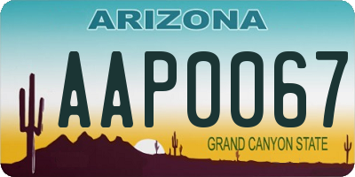 AZ license plate AAP0067