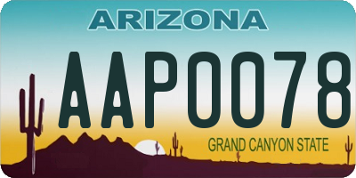 AZ license plate AAP0078