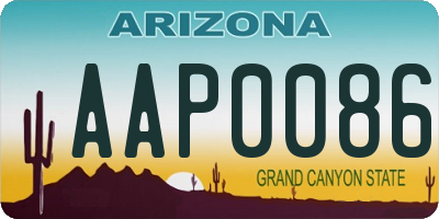 AZ license plate AAP0086