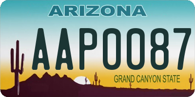 AZ license plate AAP0087