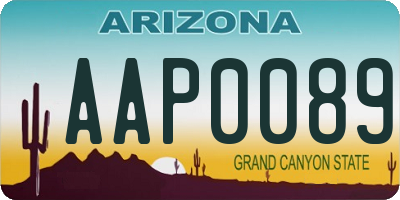 AZ license plate AAP0089