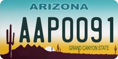 AZ license plate AAP0091