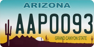 AZ license plate AAP0093