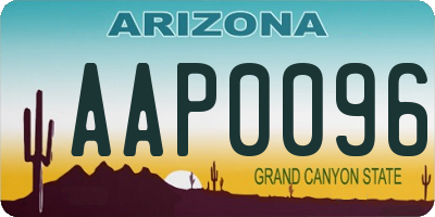 AZ license plate AAP0096