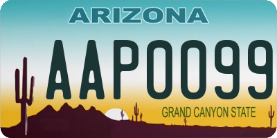 AZ license plate AAP0099