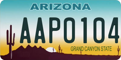 AZ license plate AAP0104