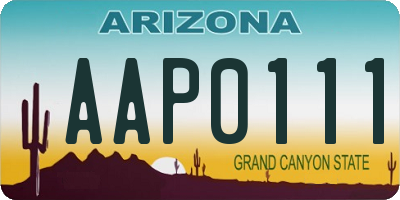 AZ license plate AAP0111