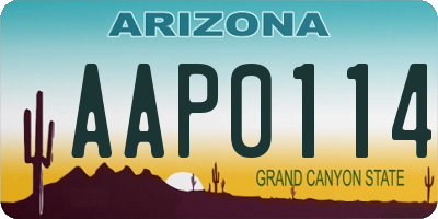 AZ license plate AAP0114