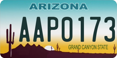 AZ license plate AAP0173