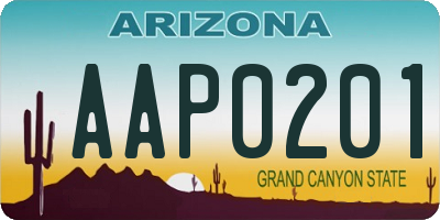 AZ license plate AAP0201