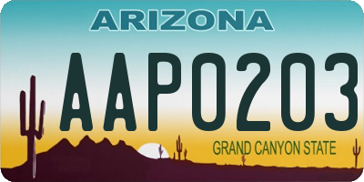 AZ license plate AAP0203