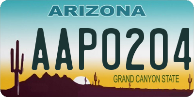 AZ license plate AAP0204