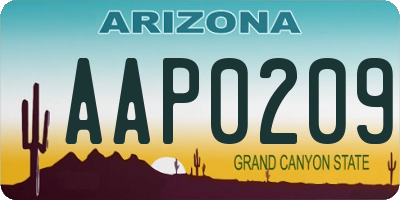 AZ license plate AAP0209