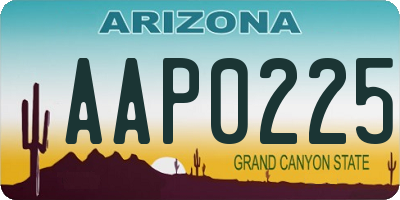 AZ license plate AAP0225