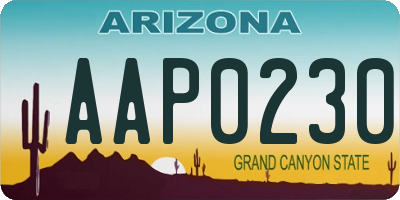 AZ license plate AAP0230