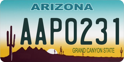 AZ license plate AAP0231