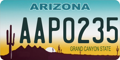 AZ license plate AAP0235