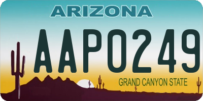 AZ license plate AAP0249