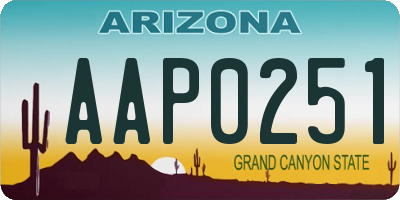 AZ license plate AAP0251