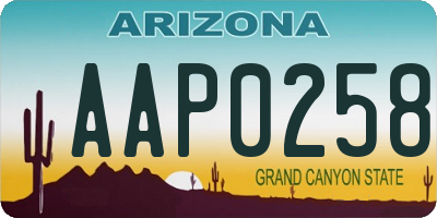 AZ license plate AAP0258