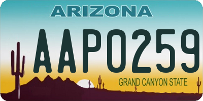 AZ license plate AAP0259