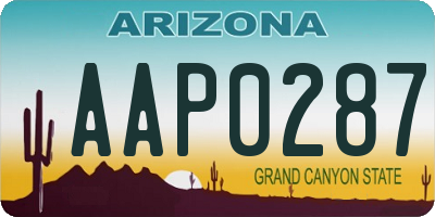AZ license plate AAP0287