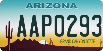 AZ license plate AAP0293