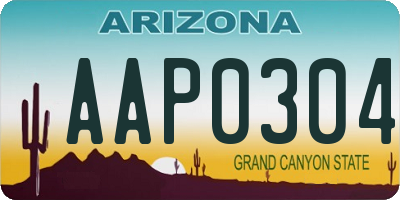 AZ license plate AAP0304
