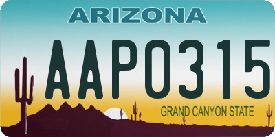 AZ license plate AAP0315