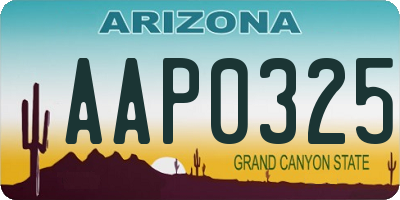 AZ license plate AAP0325